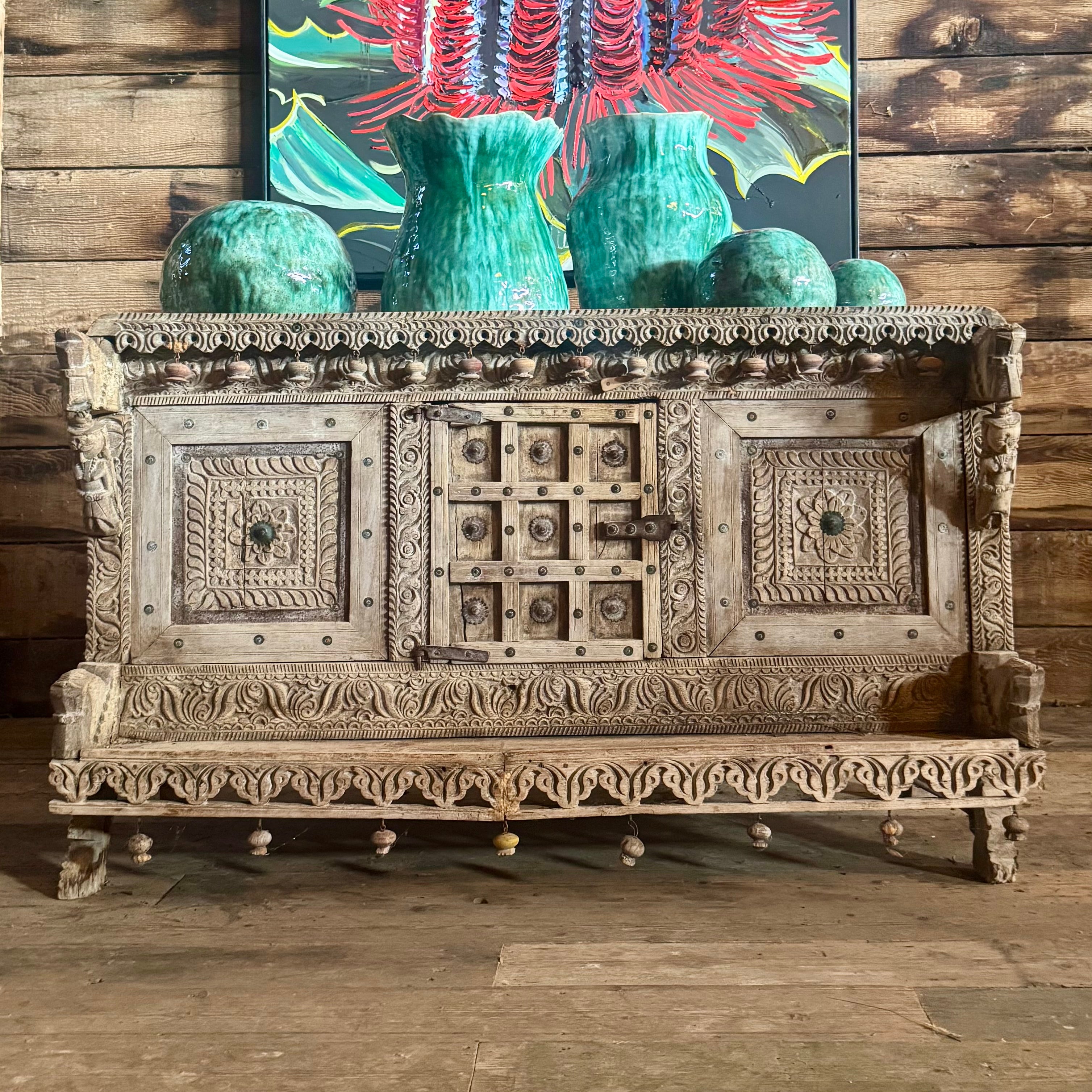 Carved Indian Dowry Cabinet