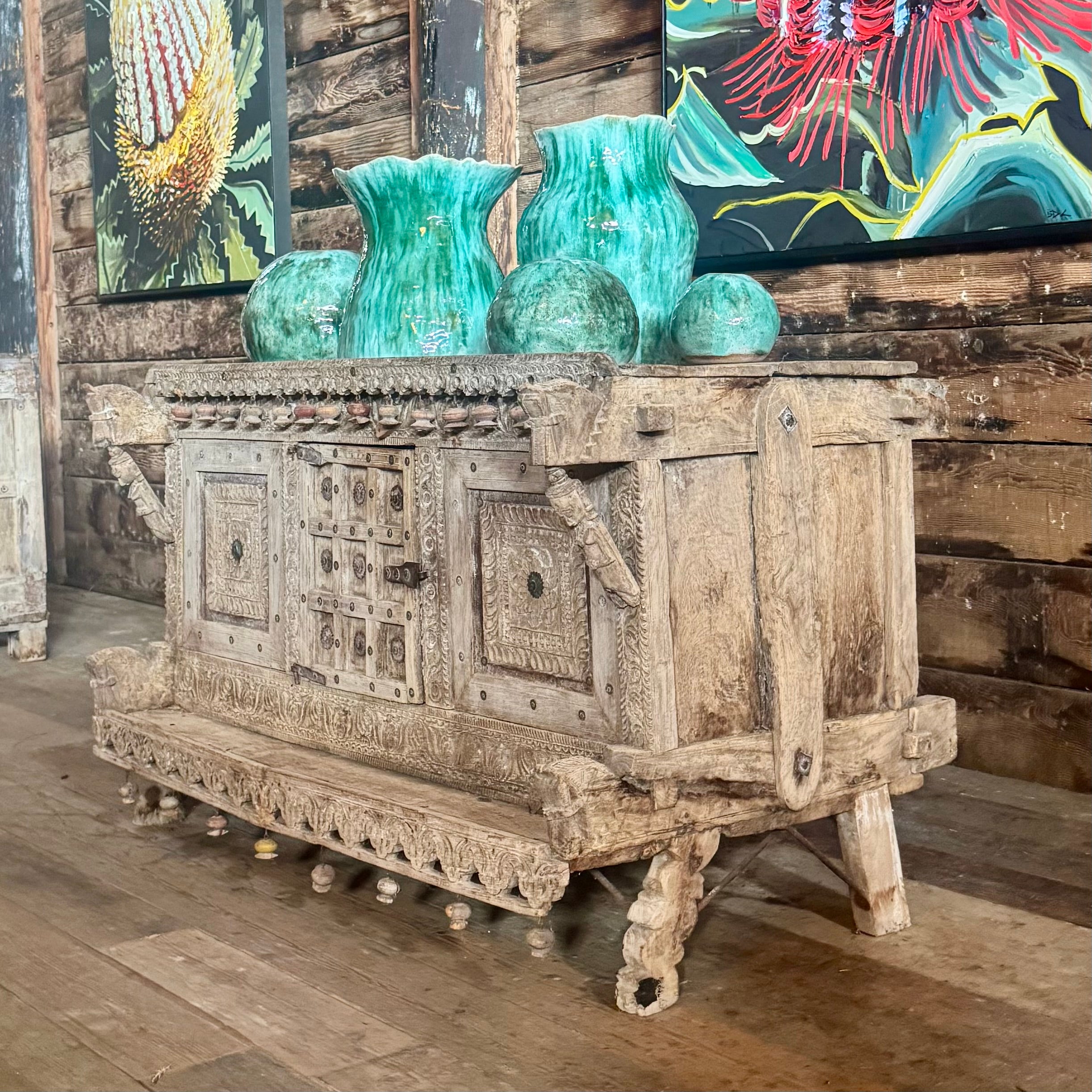 Carved Indian Dowry Cabinet